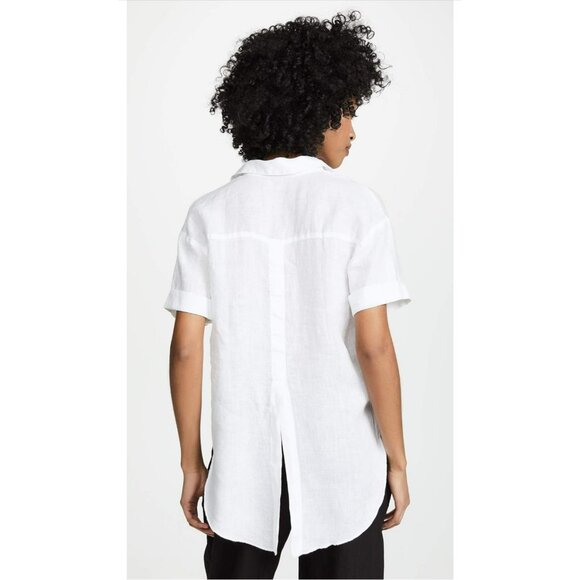 Three Dots Women's Wl1569 Lt Wt Linen S/S Shirt W/Split Back Size Small Oversize - Picture 9 of 10
